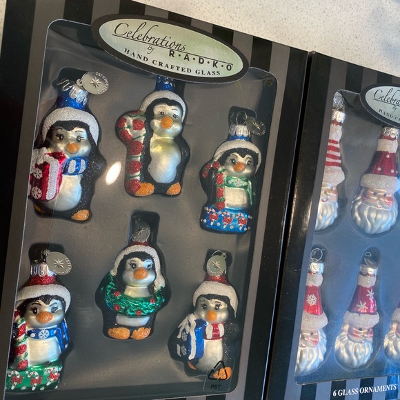 Handcrafted Glass Santa Ornaments - Red and Silver - Picture 2 of 4